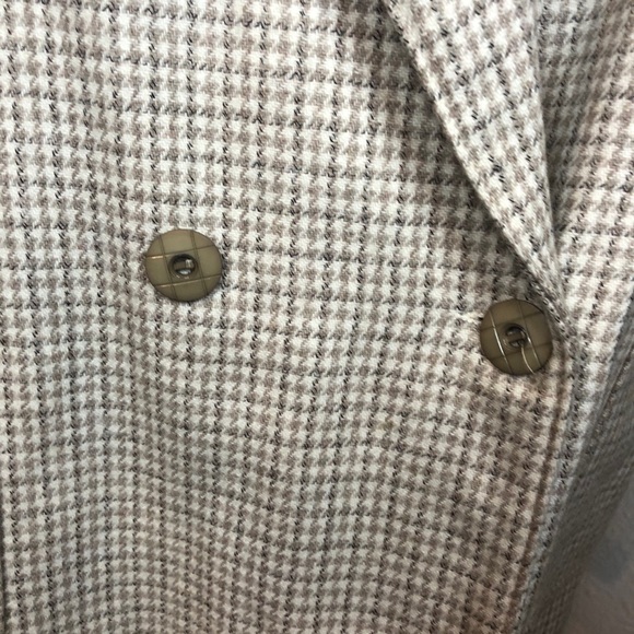 Vintage creamy tan houndstooth wool blend blazer - Picture 2 of 9